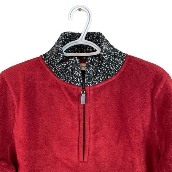 Vintage‎ Eddie Bauer Birch Valley Fleece Mock Neck Sweater Womens M Red Pullover - Picture 1 of 4